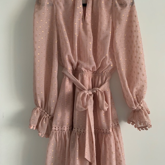 Pink Long Sleeved Dress w Elastic Waist - Picture 3 of 3